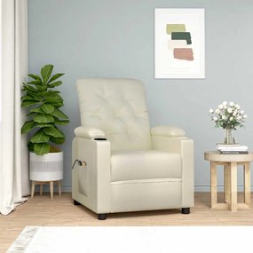 vidaXL Poltrona de massagens elevatória couro artificial cor creme