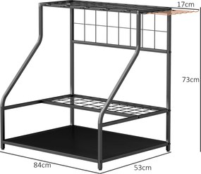 Organizador de ferramentas de jardim com ganchos para ferramentas de garagem, de 3 níveis, 84 x 53 x 73 cm