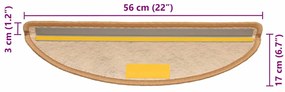 Tapetes escada adesivos aspeto sisal 15 pcs cor de sisal