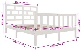 Estrutura de cama 120x200 cm madeira de pinho maciça branco