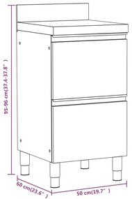 Armários de cozinha comerciais 3 pcs aço inoxidável