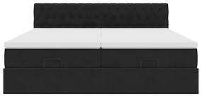 Estrutura de cama otomana com colchões 180x200cm veludo preto