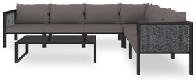 7 pcs conjunto lounge de jardim c/ almofadões vime PE antracite