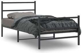 Estrutura de cama com cabeceira e pés 100x190 cm metal preto