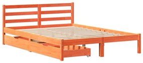 Cama sem colchão 140x190 cm pinho maciço castanho-mel