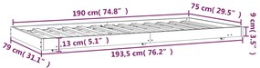 Cama sem colchão 75x190 cm madeira de pinho maciça