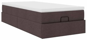 Estrutura cama otomana colchão 90x200 cm tecido castanho escuro