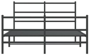 Estrutura de cama com cabeceira e pés 135x190 cm metal preto