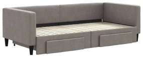 Sofá-cama c/ gavetão/gavetas 90x200 cm tecido cinza-acastanhado