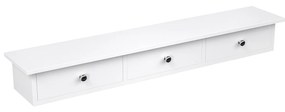 Prateleira de parede flutuante SONGMICS com 3 gavetas, prateleira de armazenamento para corredor, 80 x 15 x 10 cm, sala de estar, quarto, cozinha, tinta de alto brilho, branco LWS085W01