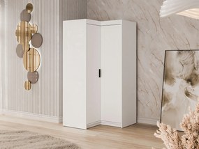 Roupeiro de canto Novduni 116, Branco, 191x98x98cm, 100 kg, Portas de roupeiro: Com dobradiças