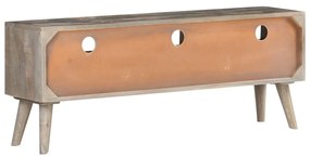 Móvel TV 130x35x51 cm madeira mangueira áspera maciça cinzento