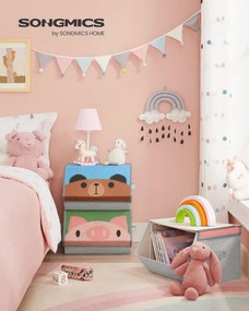 Conjunto de 3 caixas de arrumação 38 x 35 x 75 cm com desenhos de panda, urso e porco