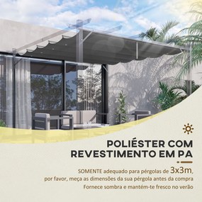 Cobertura para Pérgola 2,5x2,55 cm Teto de Substituição Retrátil para Pérgola com 10 Orifícios de Drenagem Cinza Escuro