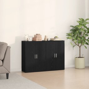 Buffets 2 pcs Madeira de Carvalho Preto 60x31x84 cm Madeira de engenha