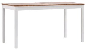 vidaXL Mesa de jantar 140x70x73 cm madeira de pinho branco e castanho