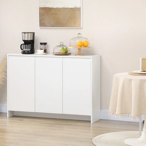 Móvel Aparador com 3 Portas Prateleiras Ajustáveis ​​e Suporte com Fecho Suave para Televisores 120x35x85 cm Branco