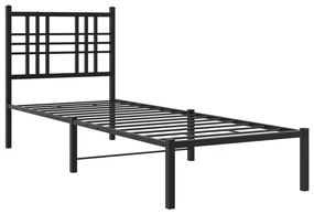Estrutura de cama metal s/ colchão c/ cabeceira 75x190 cm preto