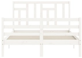 Estrutura de cama com cabeceira 140x200cm madeira maciça branco