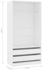 Roupeiro 100x50x200 cm derivados de madeira branco