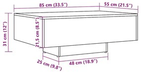 Mesa de centro 85x55x31 cm derivados de madeira madeira velha