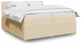 vidaXL Cama com molas/colchão 200x200 cm tecido cor creme