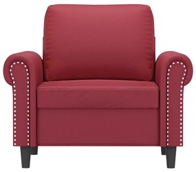 Poltrona 60 cm couro artificial vermelho tinto