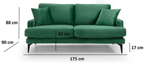 Sofá de 2 Lugares Papira – Verde – 175x90x88 cm