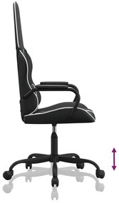 Cadeira gaming massagens couro artificial branco e preto