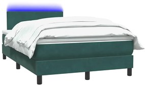 Cama boxspring com colchão 120x210 cm veludo verde-escuro