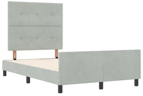 Cama vidaXL Cinza Claro 120x190 cm Veludo
