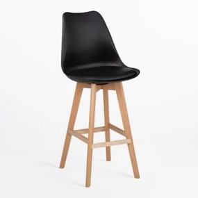 Banco Alto Com Almofada Em Pele Sintética Nordic Preto & ↑75 Cm - Sklum