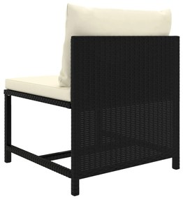 3 pcs conjunto lounge de jardim c/ almofadões vime PE preto