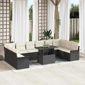 vidaXL Conjunto de Sofá de Jardim com almofada 11 pcs Preto Castanho