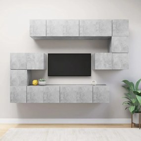10 pcs conjunto de móveis de TV contraplacado cinzento cimento
