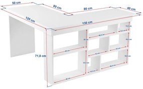 Secretária de Estudo Vesper - Branco e Pinho Atlântico - 130x72x50cm