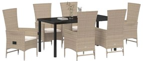 Conjunto de Cadeiras Externas 7 pcs Bege, Branco Creme