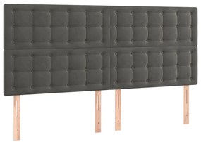 Cabeceira de cama c/ LED veludo 180x5x118/128 cm cinza-escuro