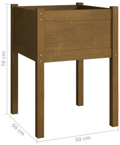 Vaso/floreira jardim 2 pcs 50x50x70cm pinho maciço castanho mel