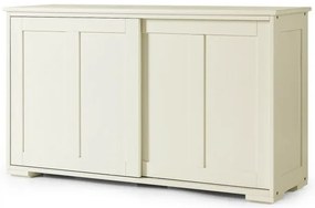Aparador de 2 portas com prateleira aberta e prateleira de 5 posições para cozinha e sala de jantar - branco