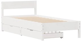 Cama sem colchão 100x200 cm madeira de pinho maciça branco