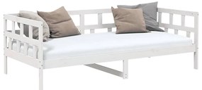 Sofá-cama 90x190 cm madeira de pinho maciça branco
