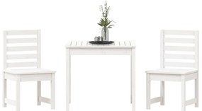 3 pcs conj. bistrô para jardim madeira de pinho maciça branco