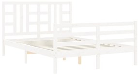 Estrutura de cama com cabeceira 140x200cm madeira maciça branco