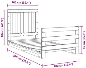 Estrutura de cama com cabeceira 100x200cm pinho maciço