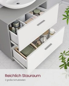 Móvel casa de banho de lavatório (NÃO INCLUIDO) 30 x 60 x 63,8 cm com 2 gavetas grandes Coleção CUSTOS Cinza e branco