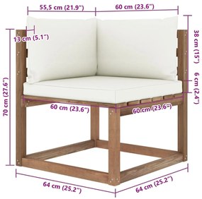 6 pcs conjunto lounge de paletes c/ almofadões pinho impregnado