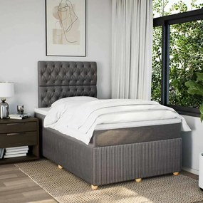Cama boxspring c/ colchão 120x190cm tecido castanho-acinzentado