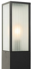 LED Candeeiro de pé inteligente para exterior preto com vidro canelado 80 cm incluindo WiFi A60 - Charlois Moderno