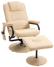Poltrona de Massagem Elétrica com Banco para Apoiar os Pés Poltrona Relax Giratório Reclinável em até 145° com Controle Remoto e 10 Zonas de Massagem